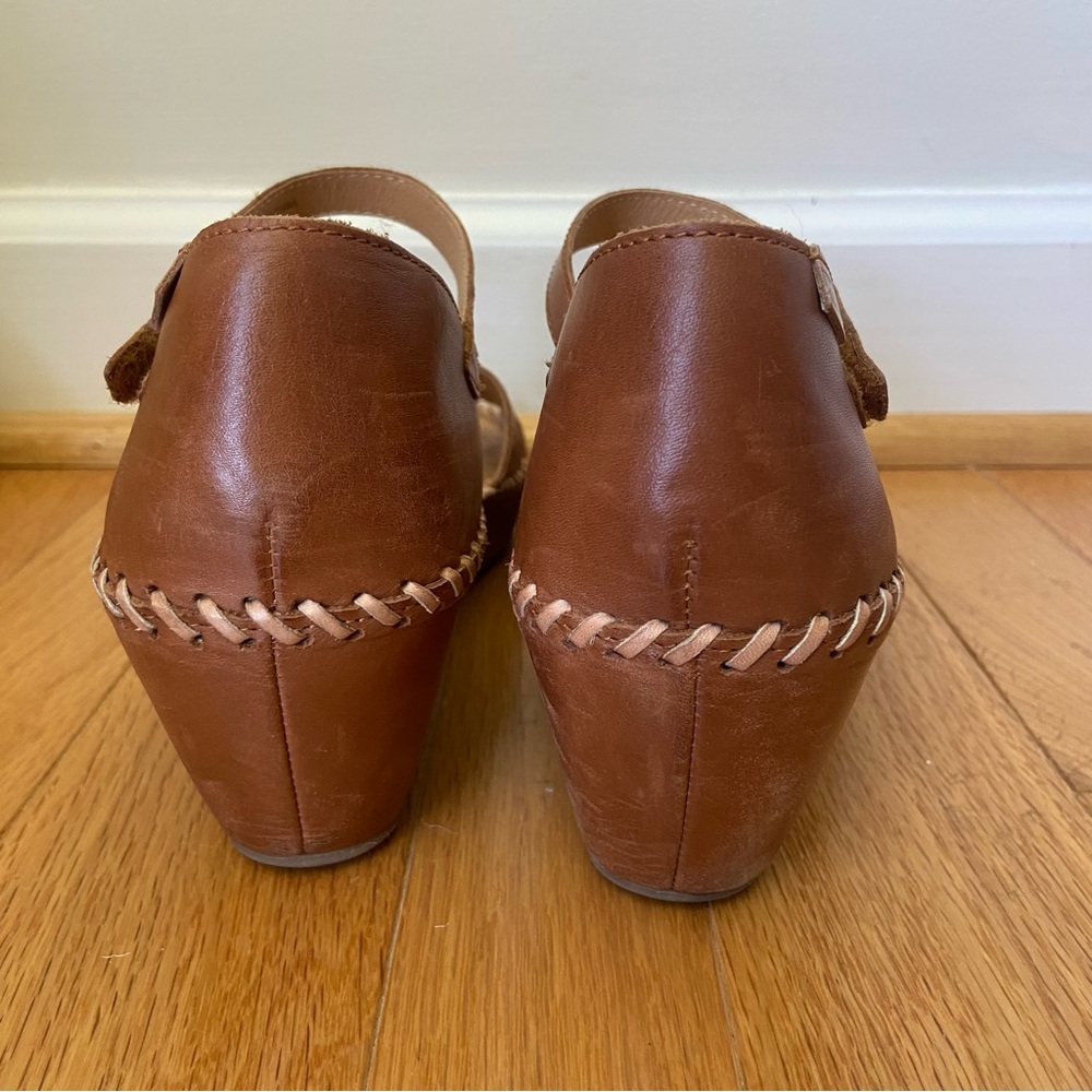 PIKOLINOS Margarita Brown Leather Wedge Sandals Size 41 Cut Out Comfort Boho - Picture 3 of 12